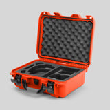 Angled view of Foama Orange Color Hard Case and Custom Foam Insert with a Stylish Black Layer for DJI Mini 3 & 4 Pro
