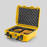 Angled view of Foama Yellow Color Hard Case and Custom Foam Insert with a Stylish Yellow Layer for DJI Mini 3 & 4 Pro