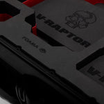 Close view of Black Color RED V Raptor Carry-On Case with Red Layer Custom Foam Insert