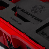 Close view of Red Color RED V Raptor Carry-On Case with Red Layer Custom Foam Insert