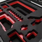 Close-up view 1 of Sony FX3 Black Color Studio Case and Custom Foam Insert with Red Layer